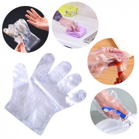 100Pcs Plastic Gloves Disposable Medical Waterproof Clear Protective Hand Glove for Cooking Cleaning Food Preparation