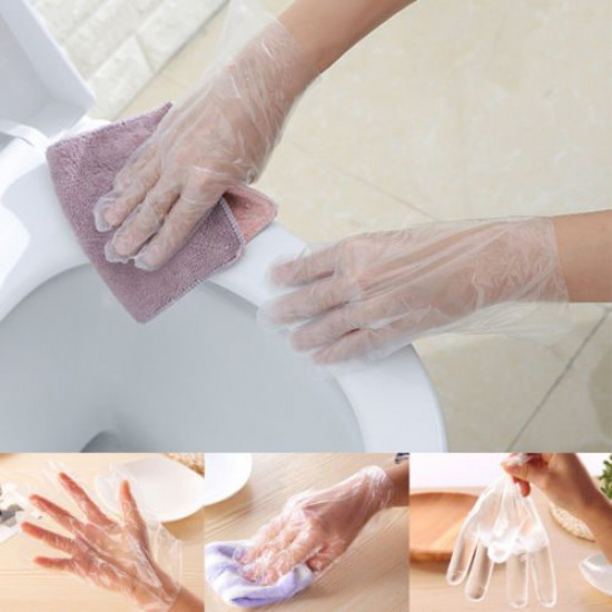 100Pcs Plastic Gloves Disposable Medical Waterproof Clear Protective Hand Glove for Cooking Cleaning Food Preparation