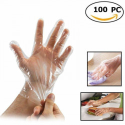 100Pcs Plastic Gloves Disposable Medical Waterproof Clear Protective Hand Glove for Cooking Cleaning Food Preparation