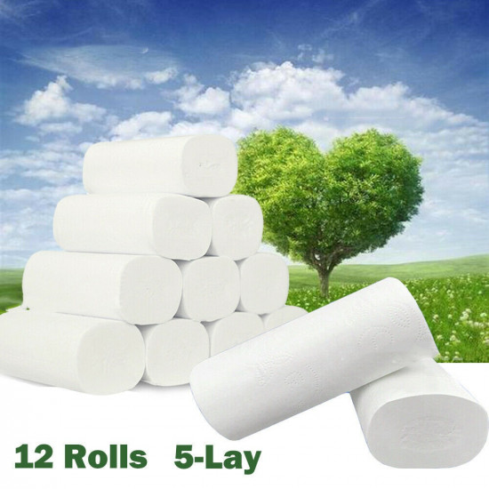 12 Rolls Household Soft Paper Towels White Bath Tissue Dry Unscented 2020