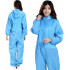 Reusable Protective Overall Suit Splashproof Safety Isolation Clothing Hooded-BLUE