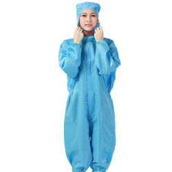 Reusable Protective Overall Suit Splashproof Safety Isolation Clothing Hooded-BLUE